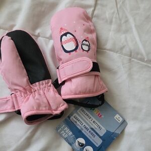 Pink Penguin Kids Mittens